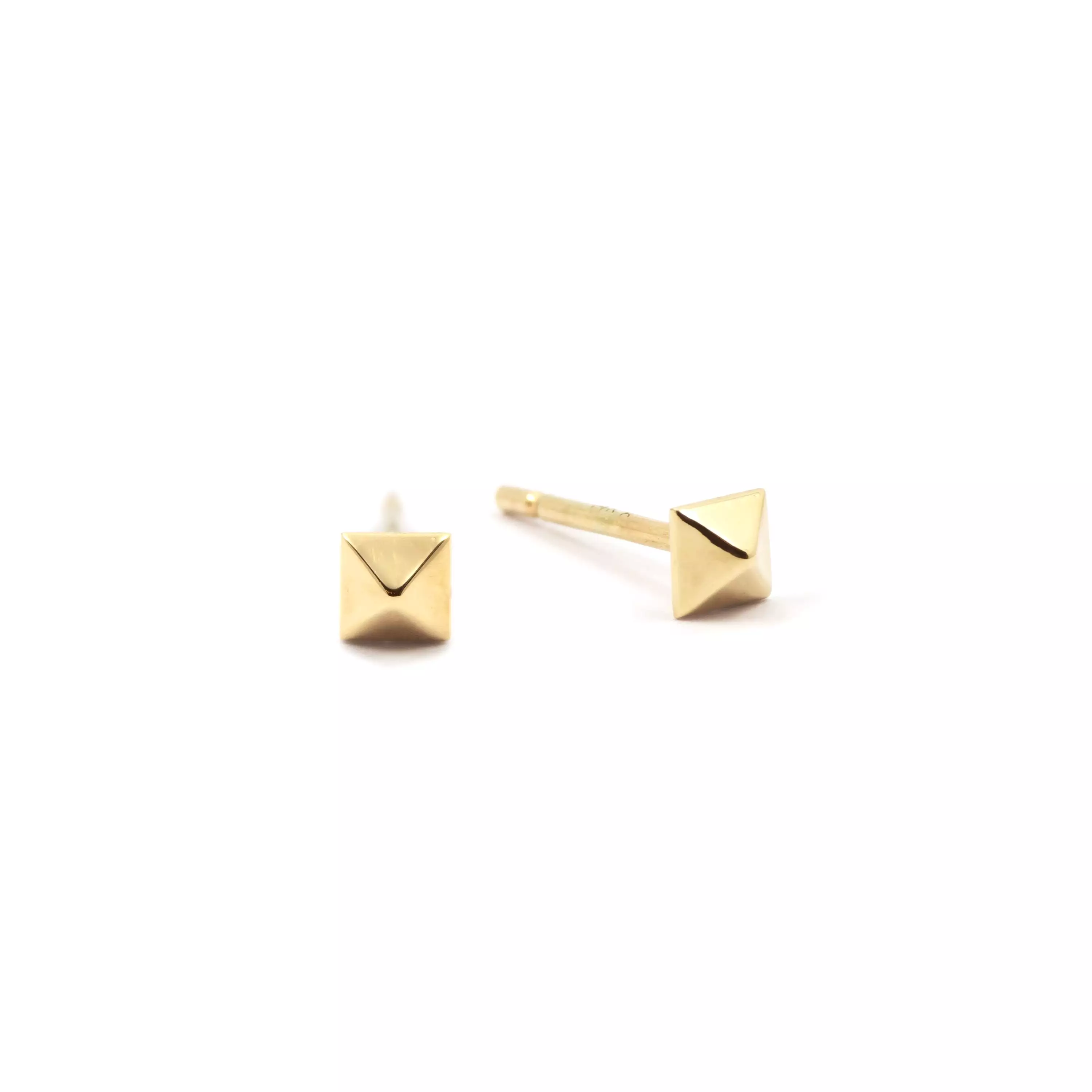 Debbie Spike Earring - Pyramid Spike Stud Earring 14k Yellow Gold