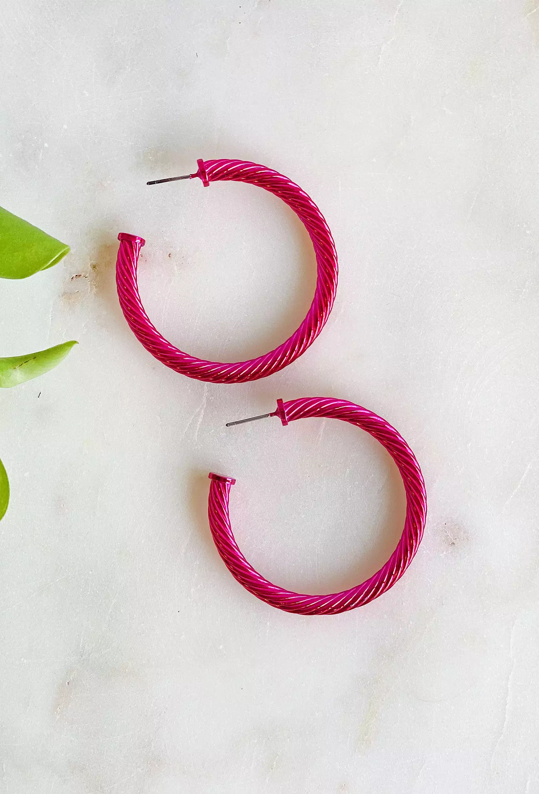 Delilah Hoop Earrings in Fuchsia