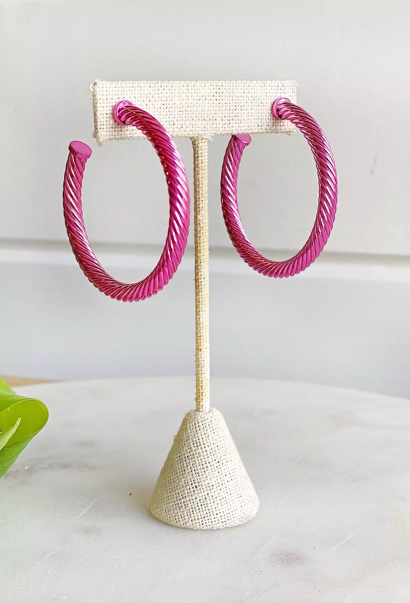 Delilah Hoop Earrings in Pink