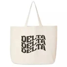 Delta Delta Delta Large Canvas Sorority Tote Bag with Simple Mod Design