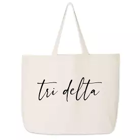 Delta Delta Delta Script Writing Nickname Canvas Tote Bag