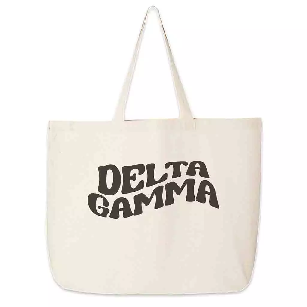 Delta Gamma Large Canvas Sorority Tote Bag with Simple Mod Design