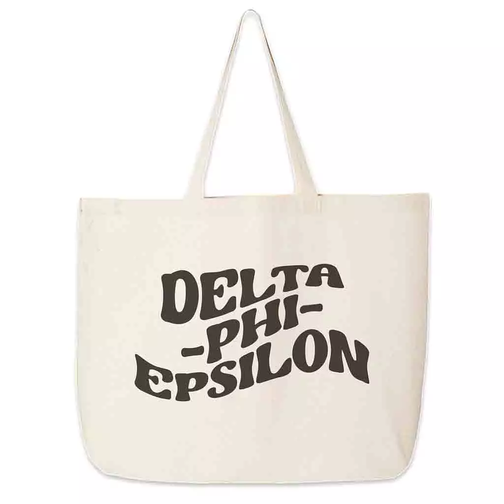 Delta Phi Epsilon Large Canvas Sorority Tote Bag with Simple Mod Design