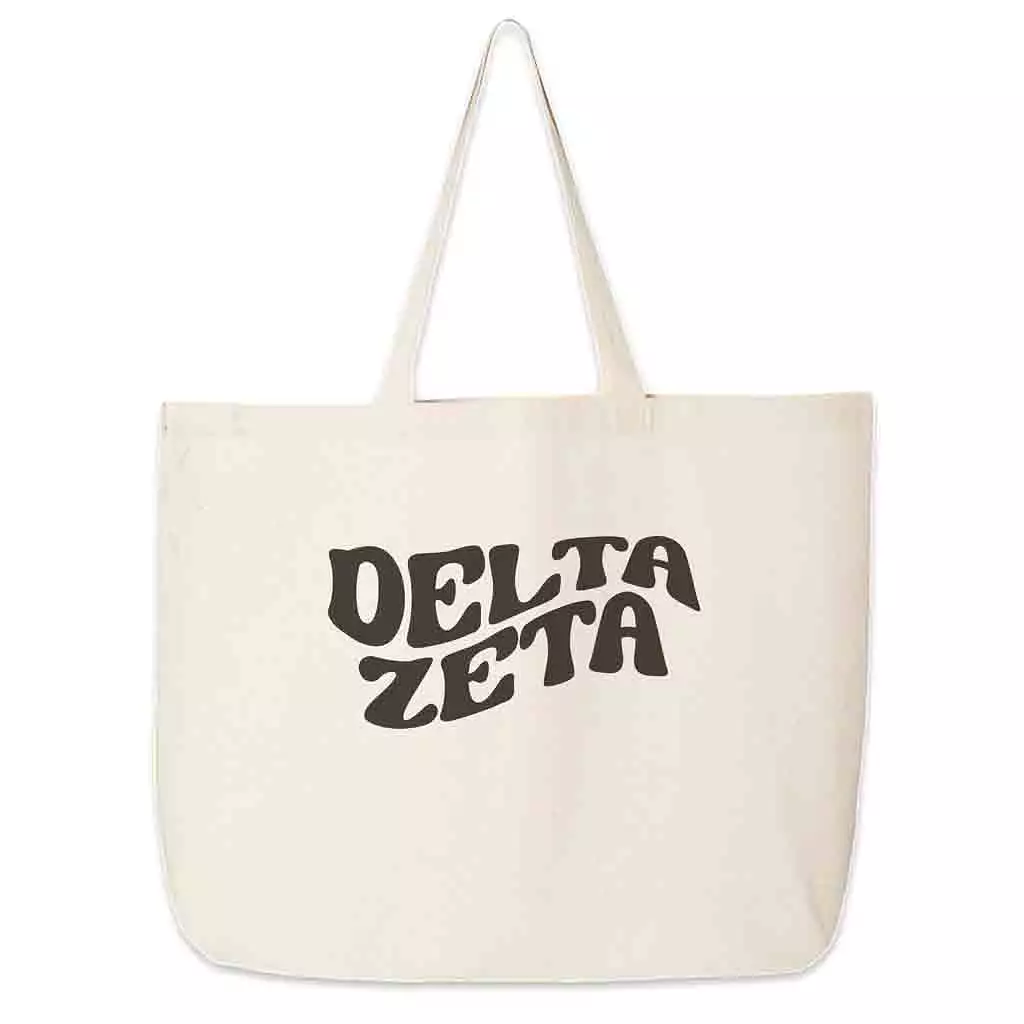 Delta Zeta Large Canvas Sorority Tote Bag with Simple Mod Design