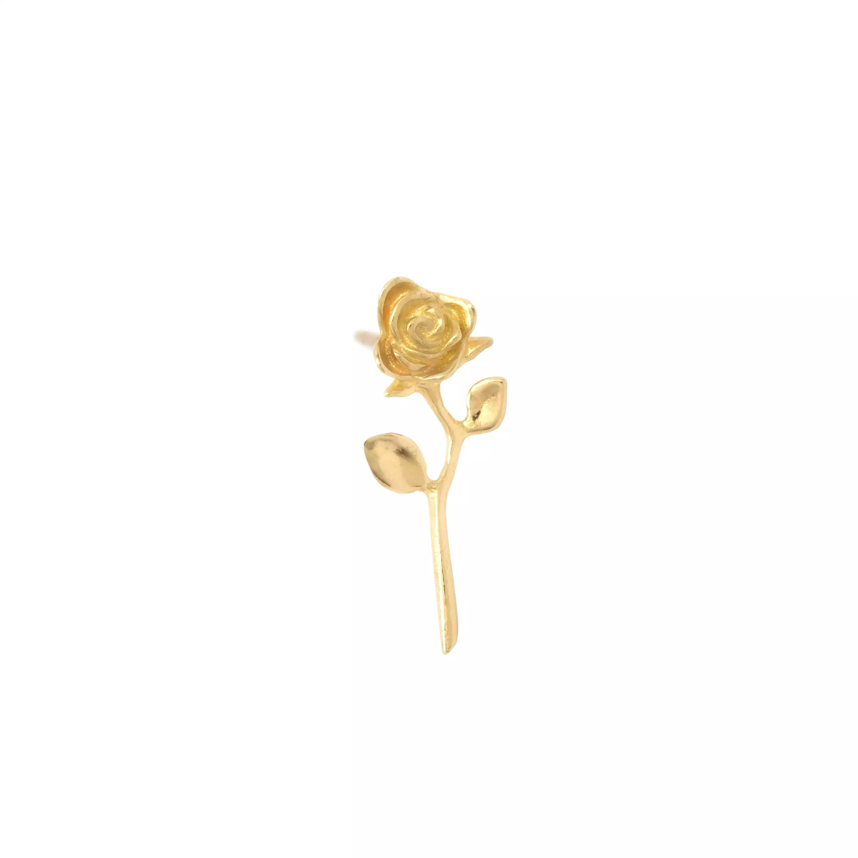 Devotion - Rose Earring 14k Yellow Gold (Single)