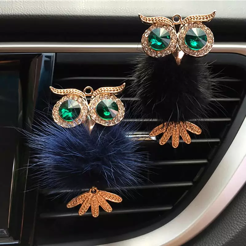 Diamond Fur Owl Car Air Freshener Auto Outlet Perfume Clip Scent Aroma Car