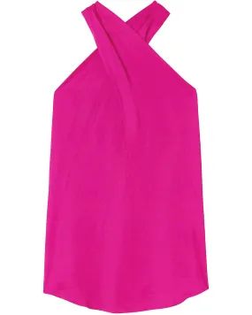 Disco Pink Miranda Satin Halter Top