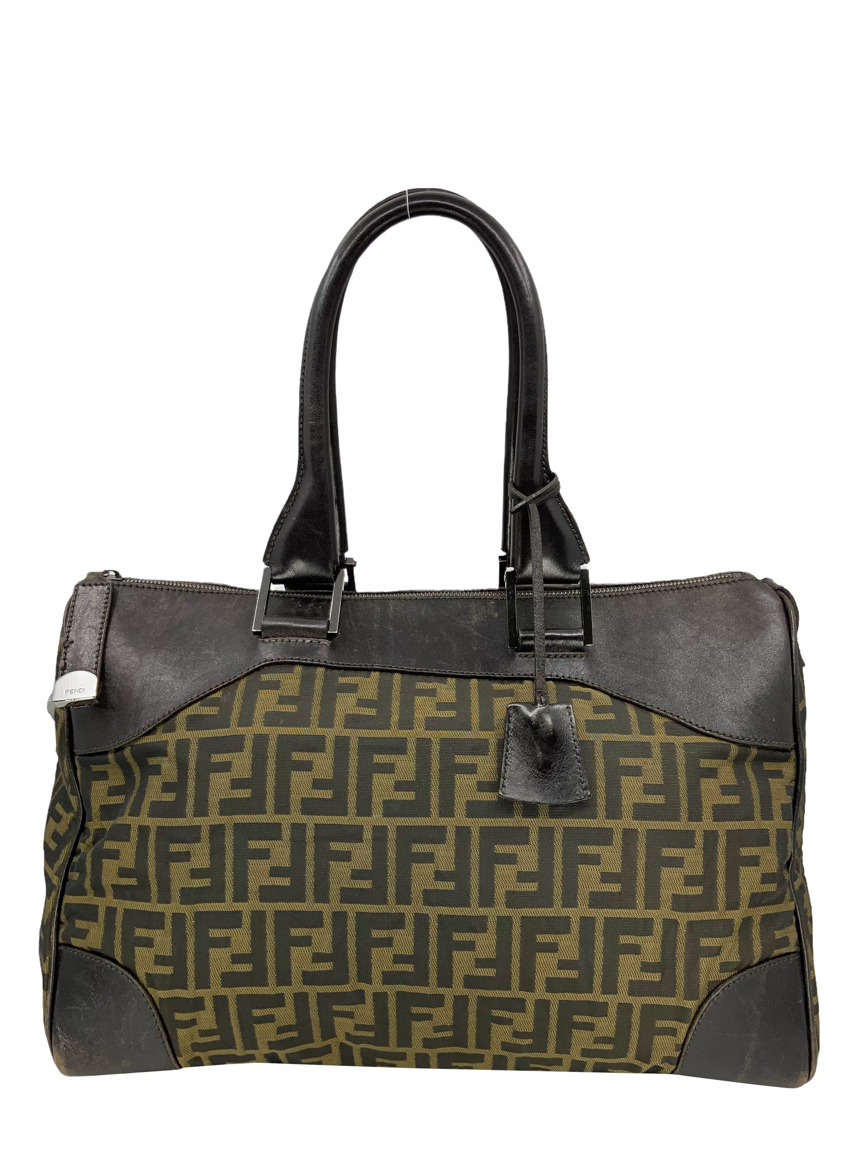 FENDI Zucca Canvas and Leather Small Duffel Bag