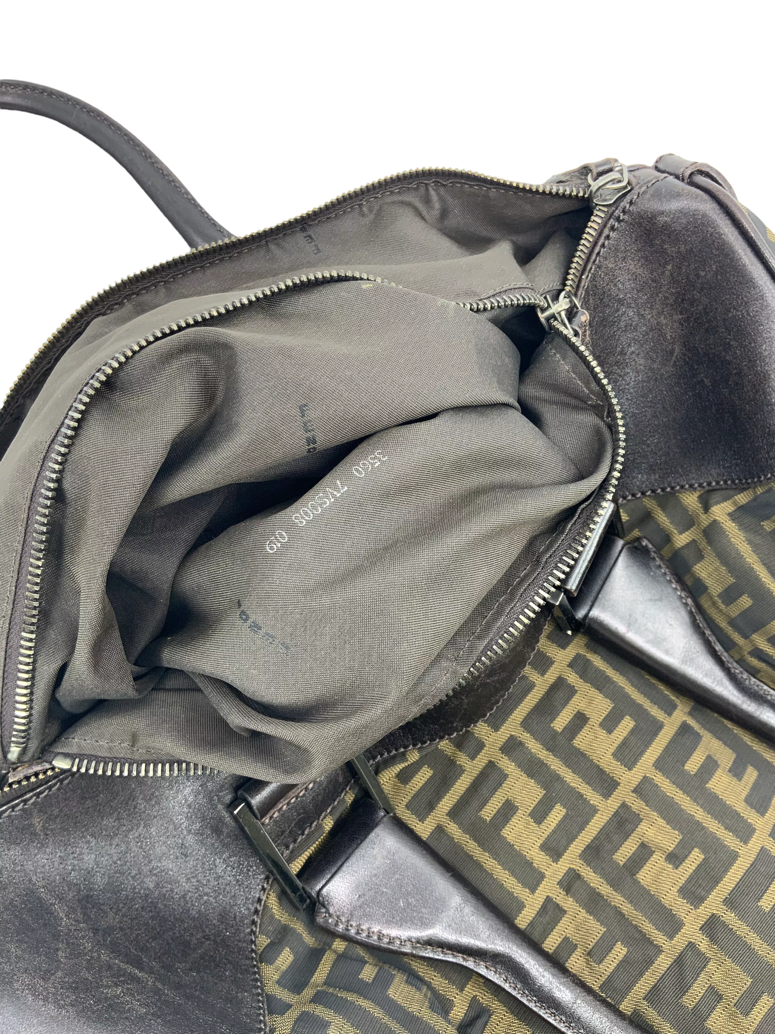 FENDI Zucca Canvas and Leather Small Duffel Bag