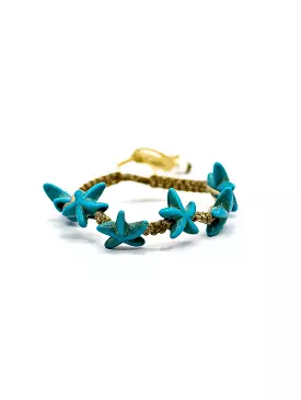 Full Turquoise Stone Starfish With Small Beads Bracelet