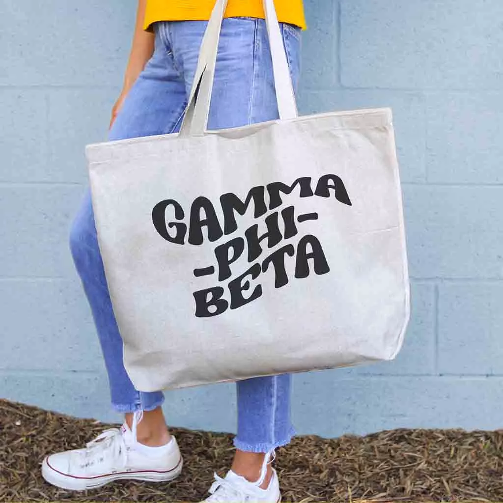 Gamma Phi Beta Large Canvas Sorority Tote Bag with Simple Mod Design