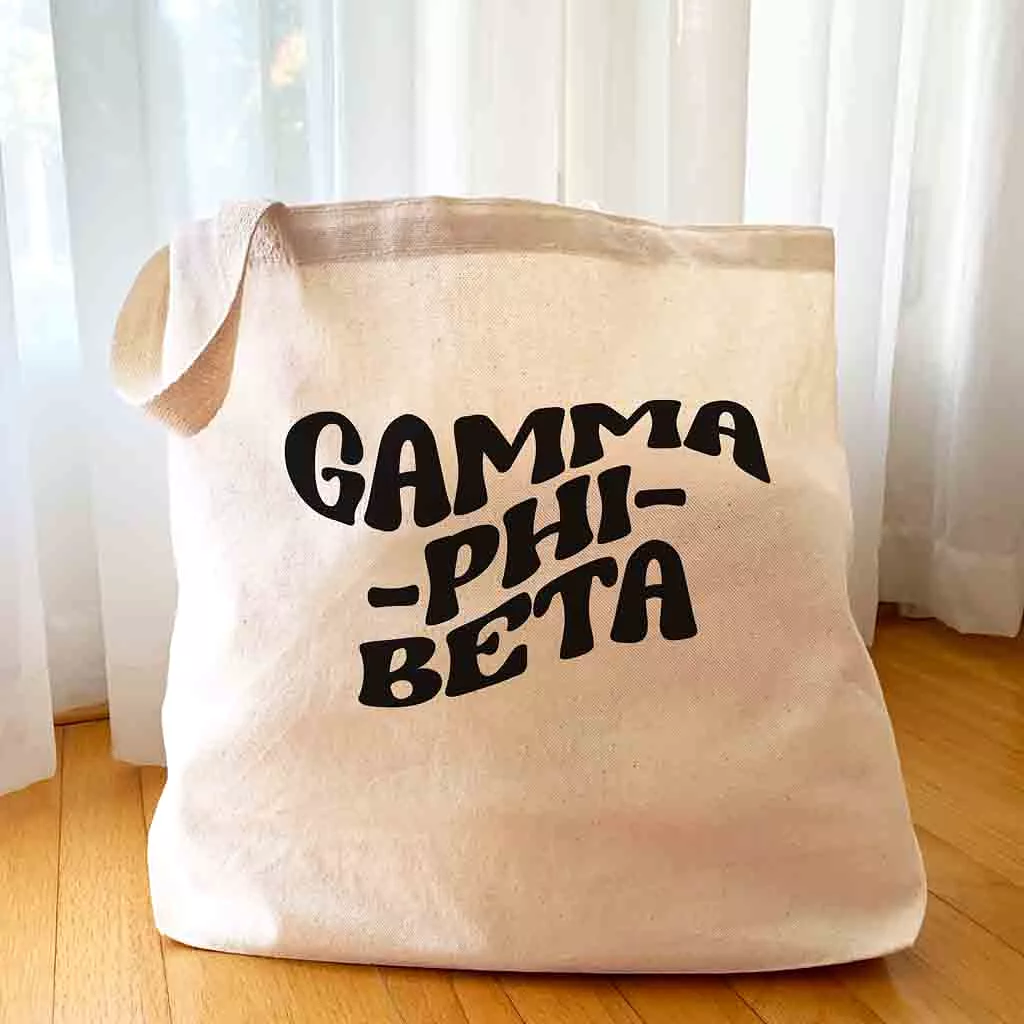 Gamma Phi Beta Large Canvas Sorority Tote Bag with Simple Mod Design