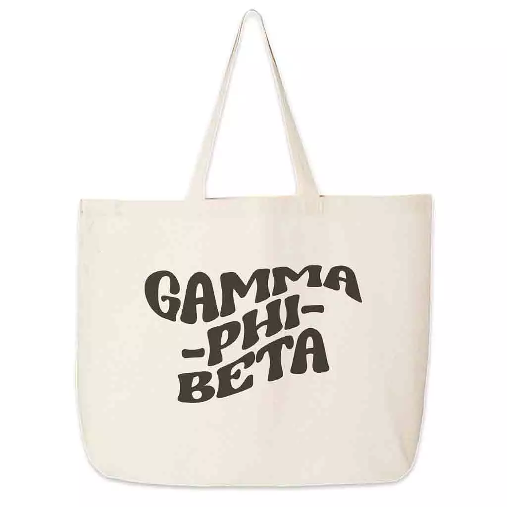 Gamma Phi Beta Large Canvas Sorority Tote Bag with Simple Mod Design