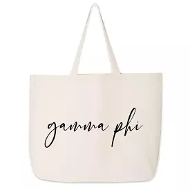 Gamma Phi Beta Script Writing Nickname Canvas Tote Bag