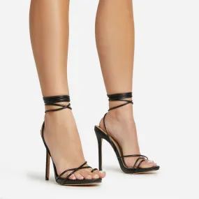 Gelato Lace Up Platform Heel In Black Faux Leather