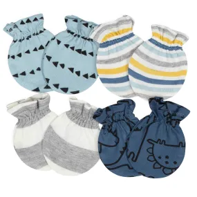 Gerber 4-Pack Baby Boys Dinosaur No Scratch Mittens Set