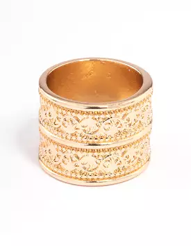 Gold Double Stack Filigree Ring