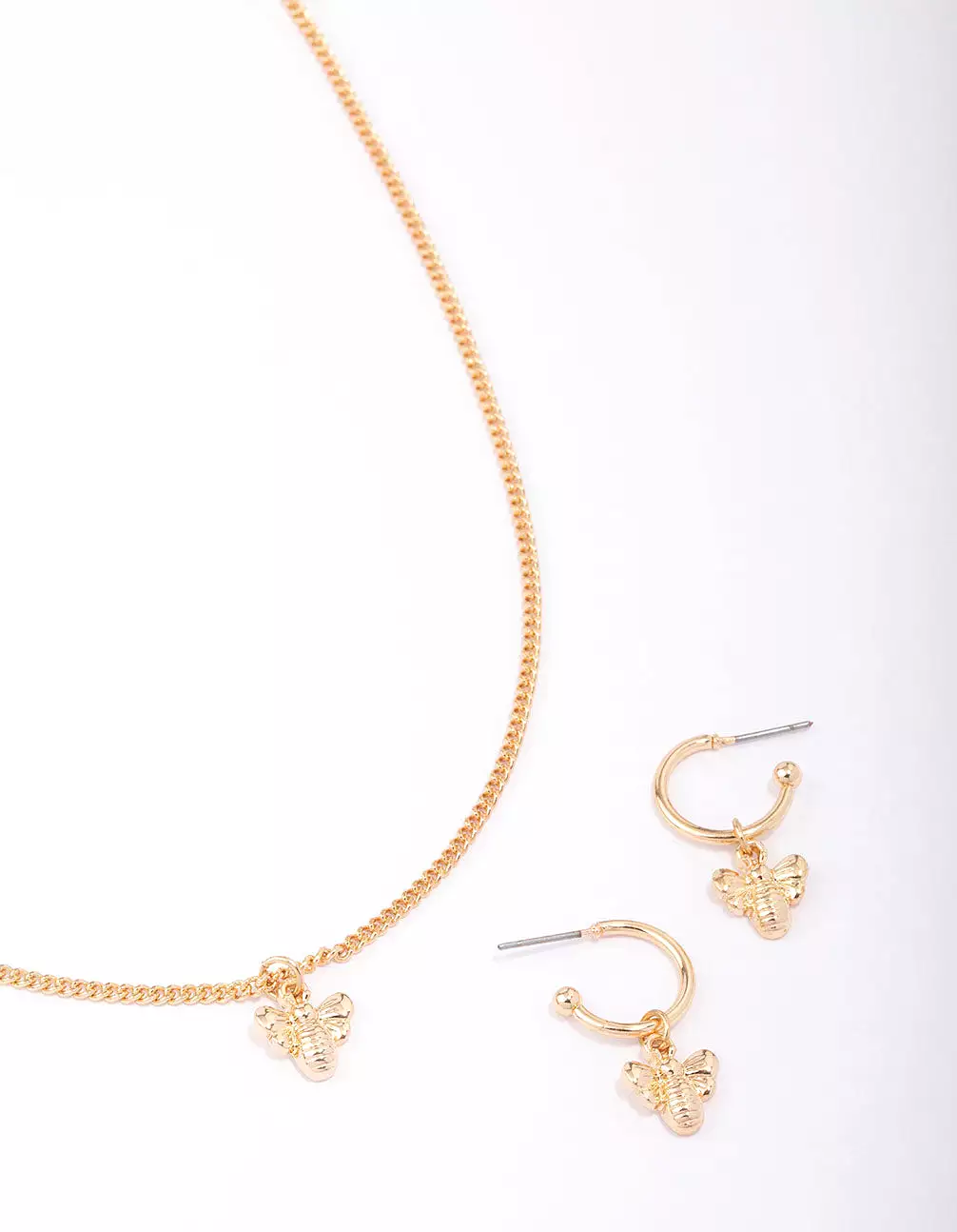 Gold Mini Bee Necklace & Earring Jewellery Set