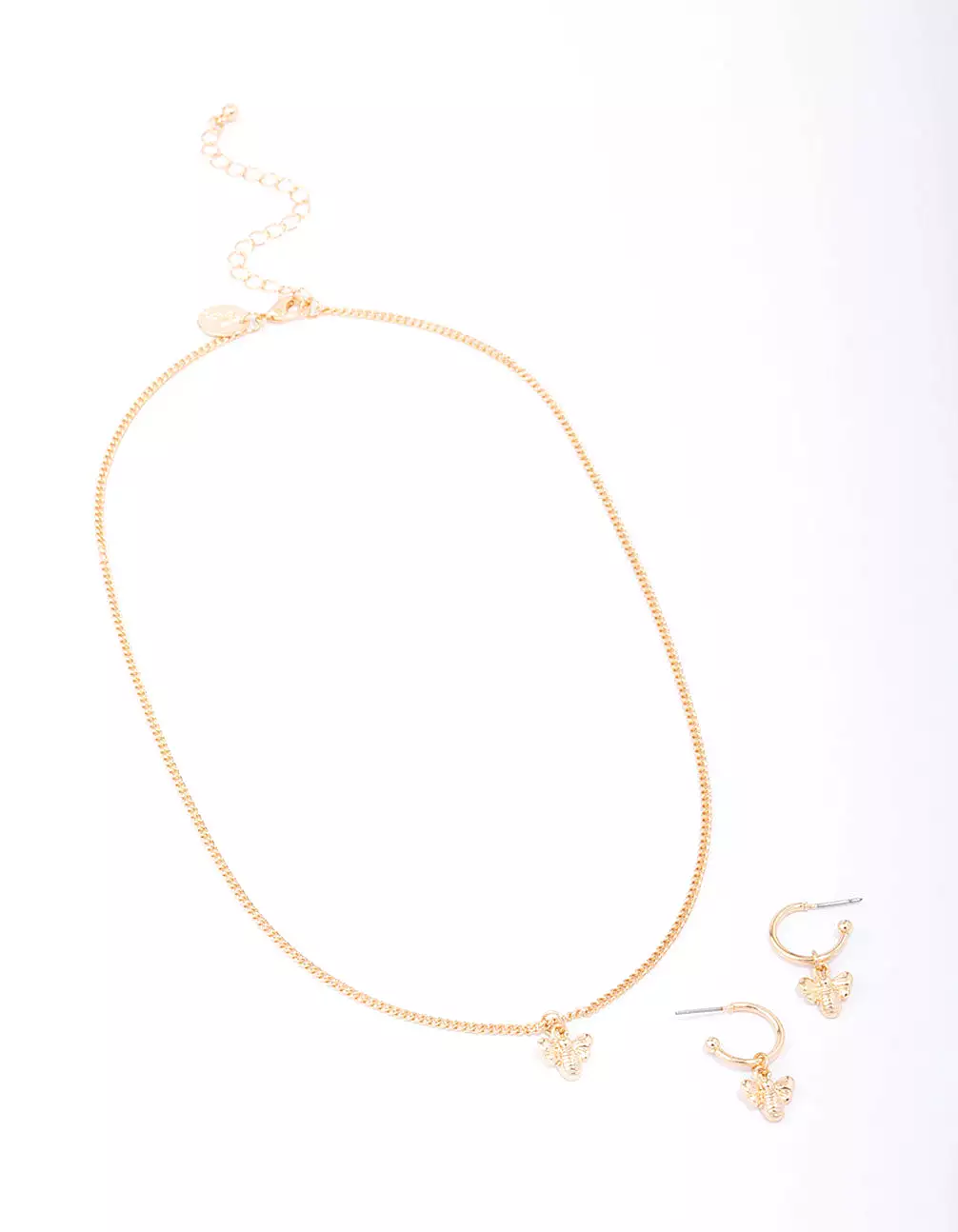 Gold Mini Bee Necklace & Earring Jewellery Set