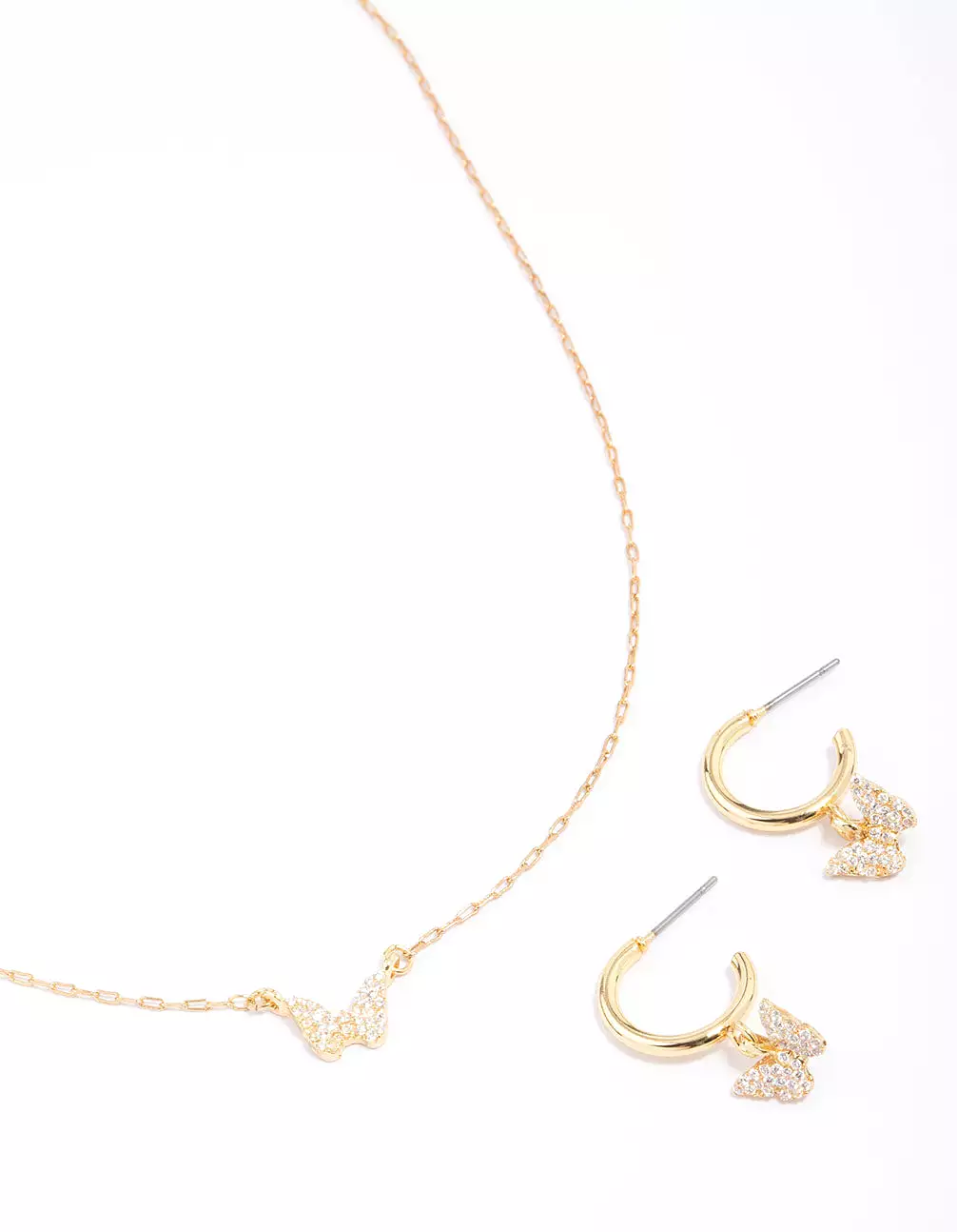 Gold Plated Mini Butterfly Necklace & Earring Jewellery Set