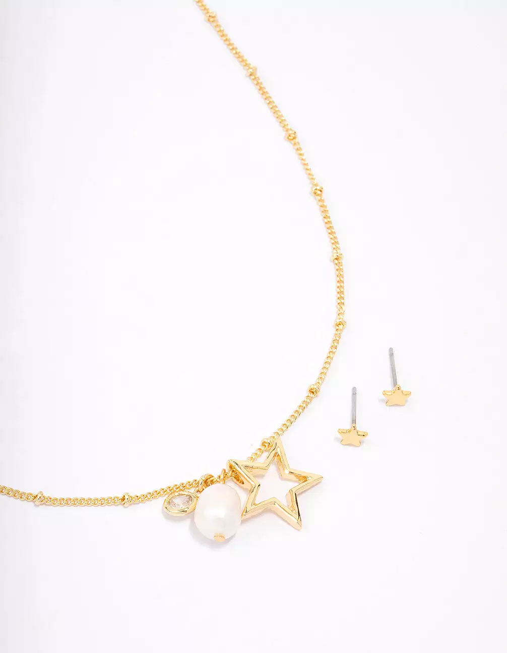 Gold Plated Star Charm Necklace & Earring Jewellery Set