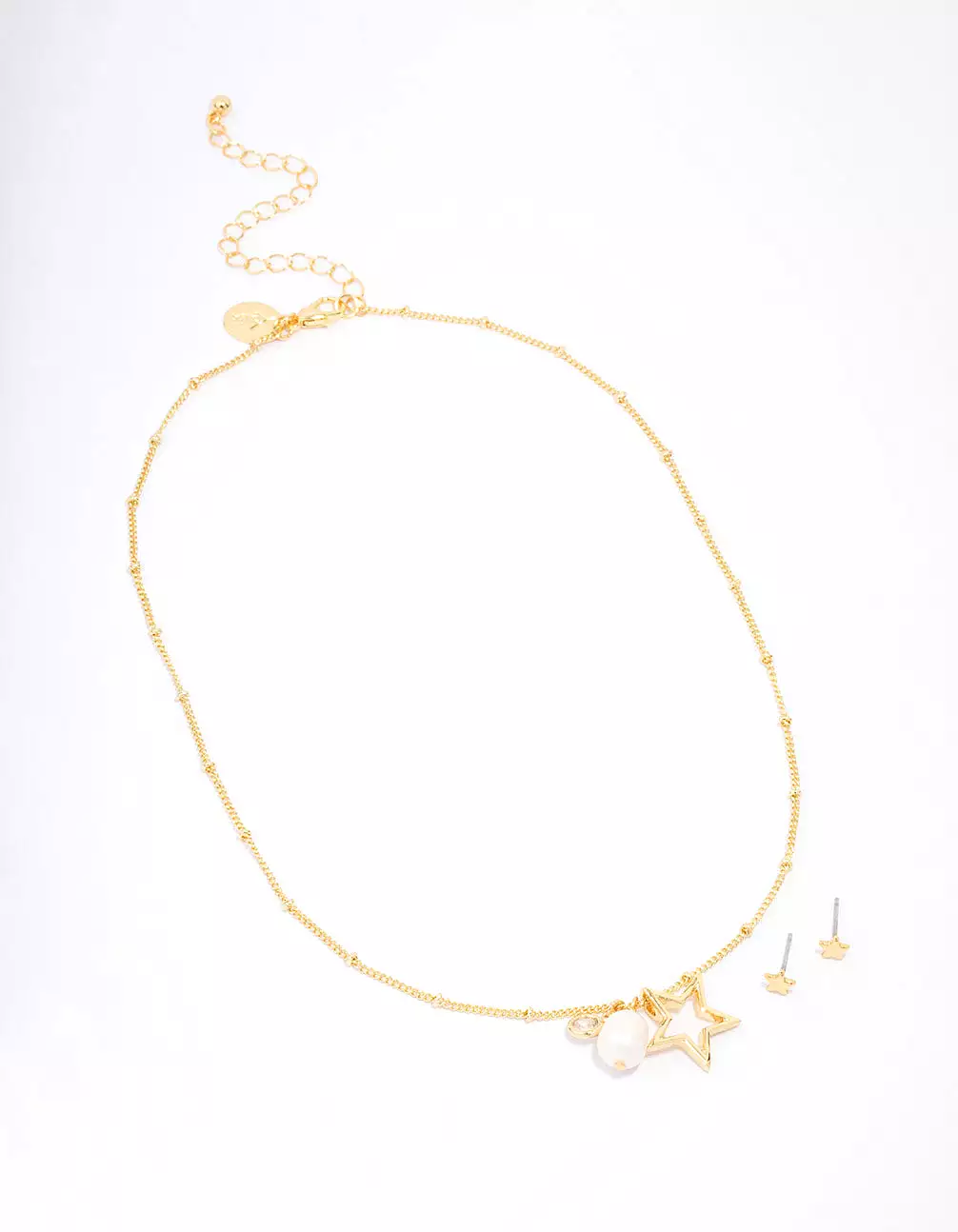 Gold Plated Star Charm Necklace & Earring Jewellery Set