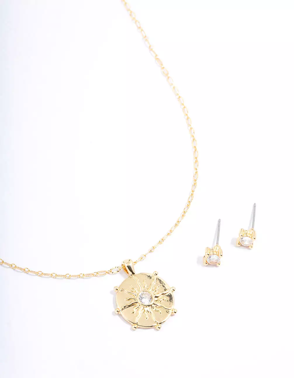 Gold Plated Sun Wheel Necklace & Earring Jewellery Set