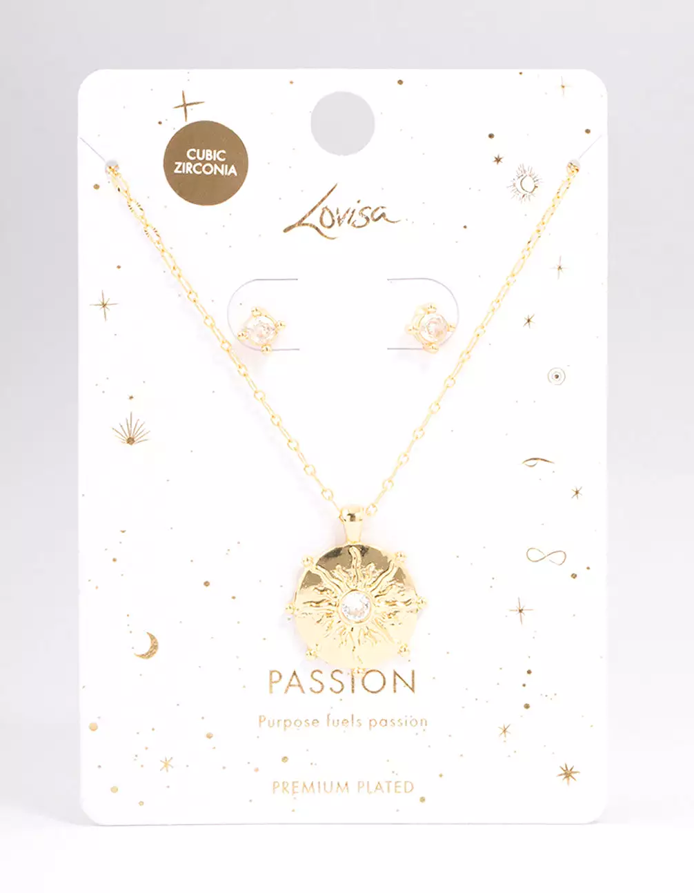 Gold Plated Sun Wheel Necklace & Earring Jewellery Set