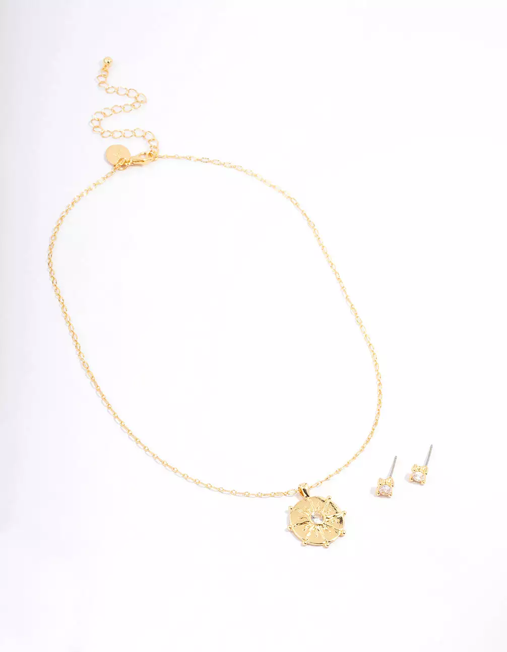 Gold Plated Sun Wheel Necklace & Earring Jewellery Set