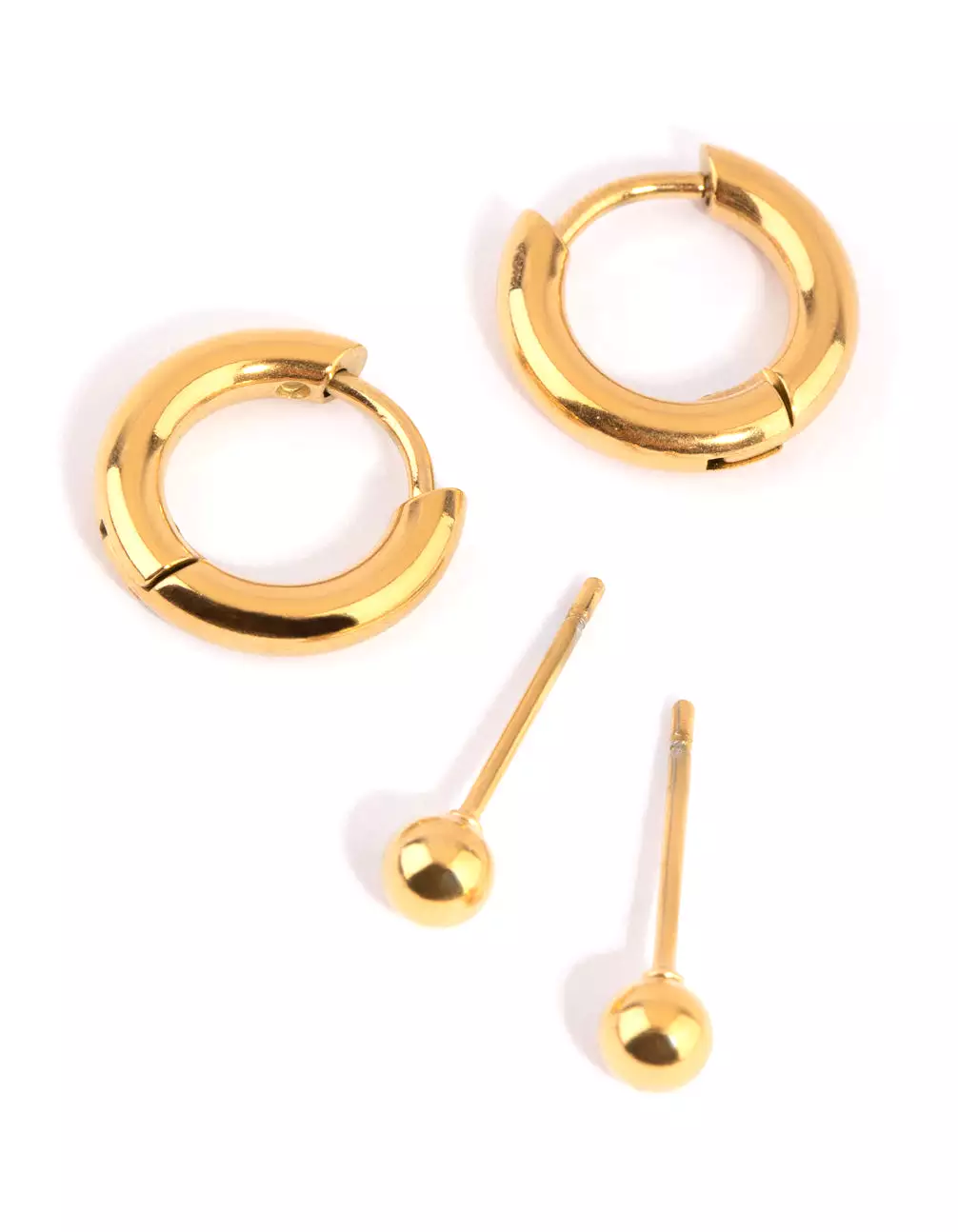 Gold Plated Surgical Steel Stud & Huggie Earring Set