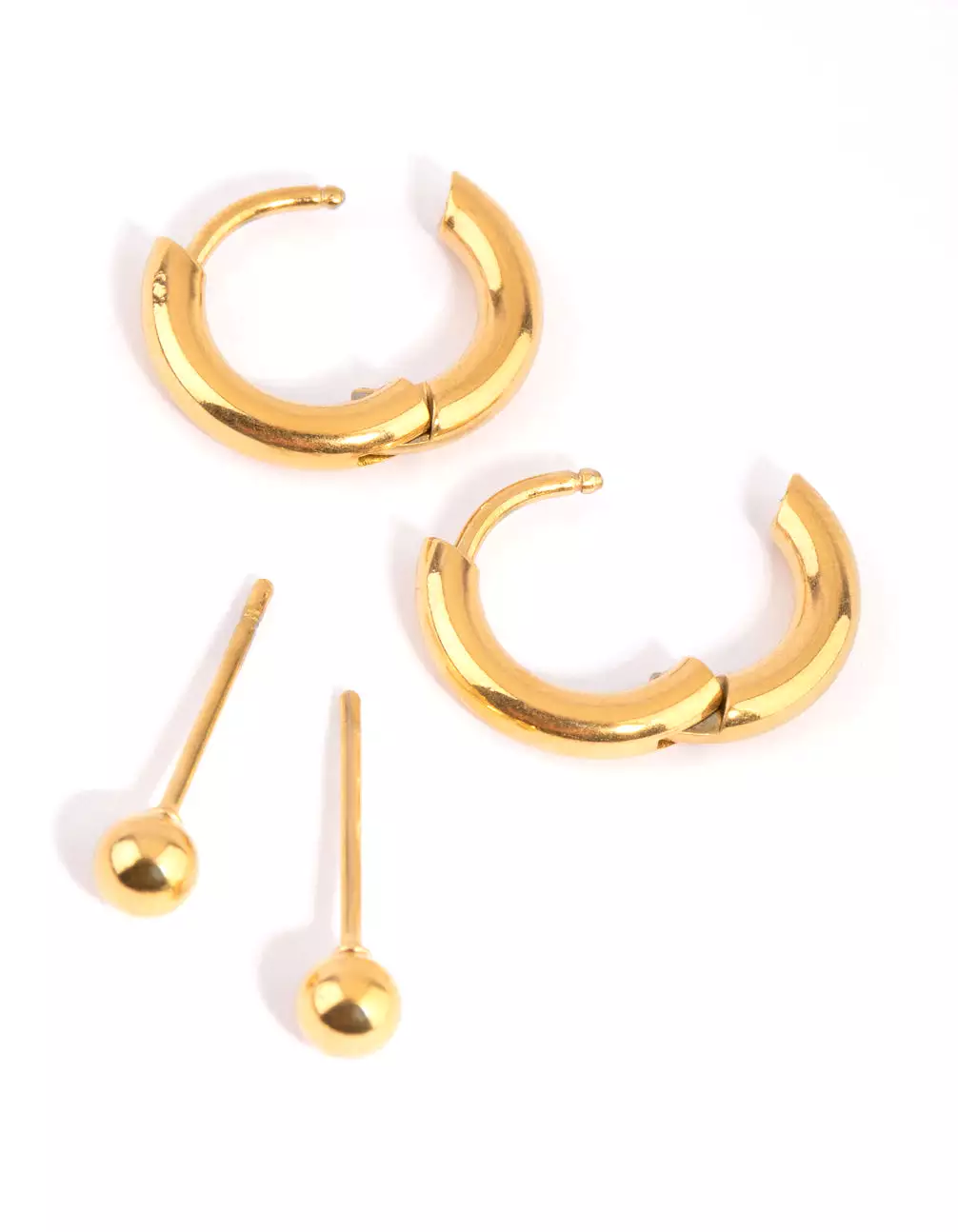 Gold Plated Surgical Steel Stud & Huggie Earring Set