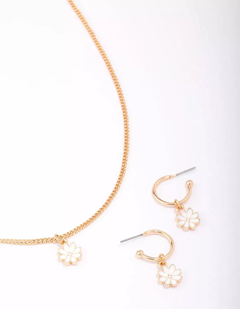 Gold Tiny Daisy Necklace & Earring Jewellery Set