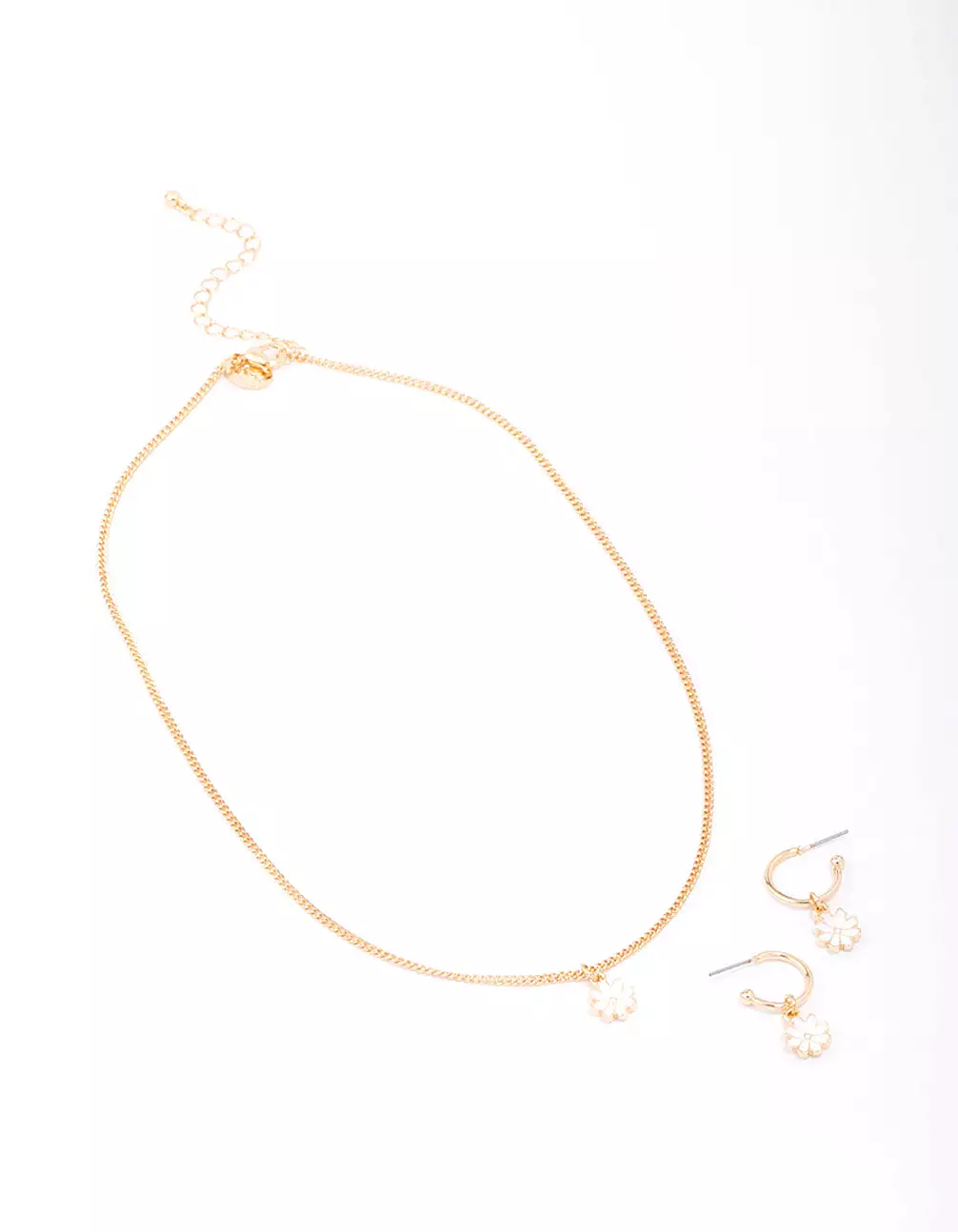 Gold Tiny Daisy Necklace & Earring Jewellery Set