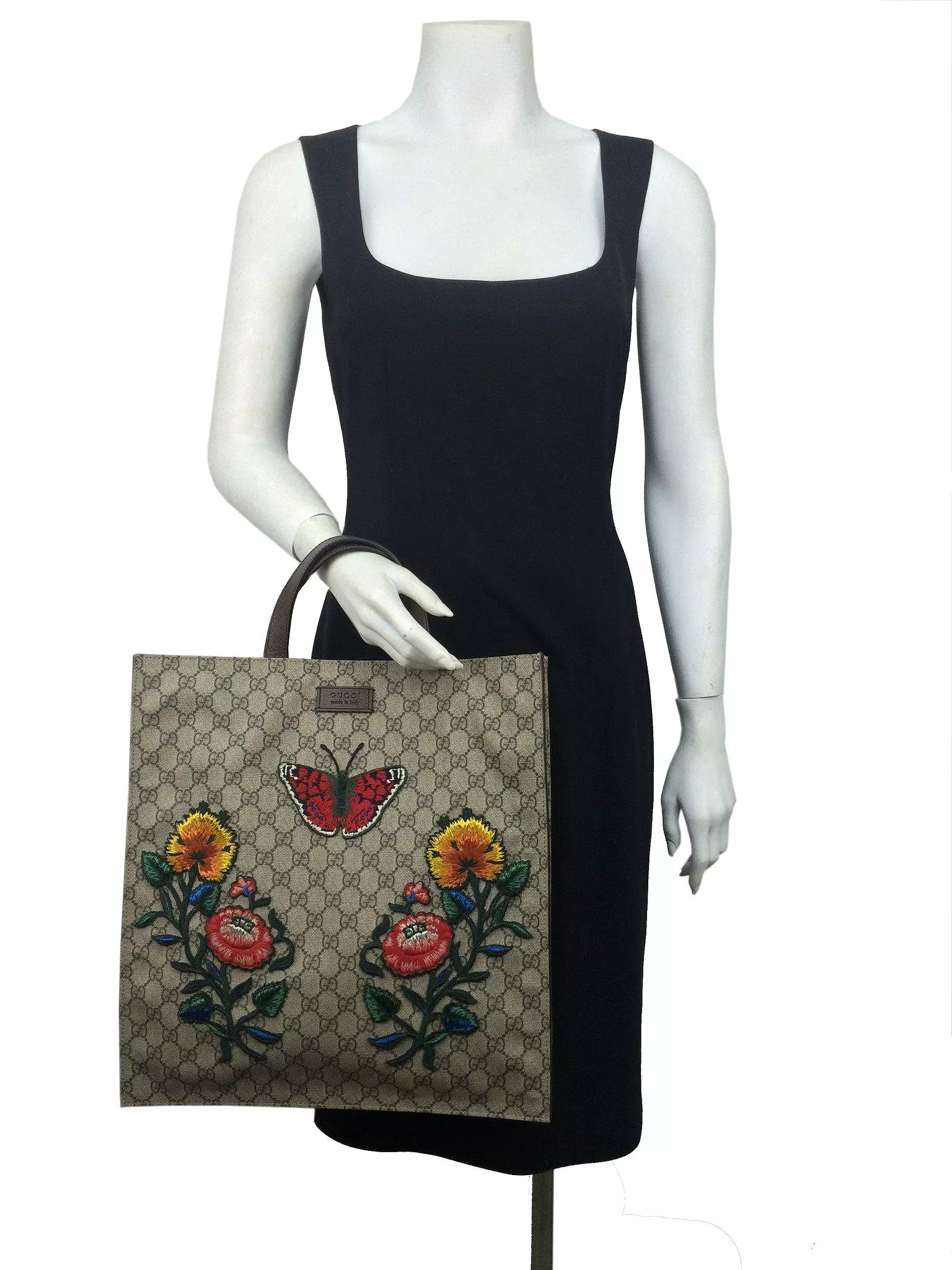 Gucci Floral Embroidered Soft GG Supreme Tote NEW