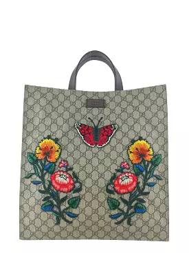 Gucci Floral Embroidered Soft GG Supreme Tote NEW