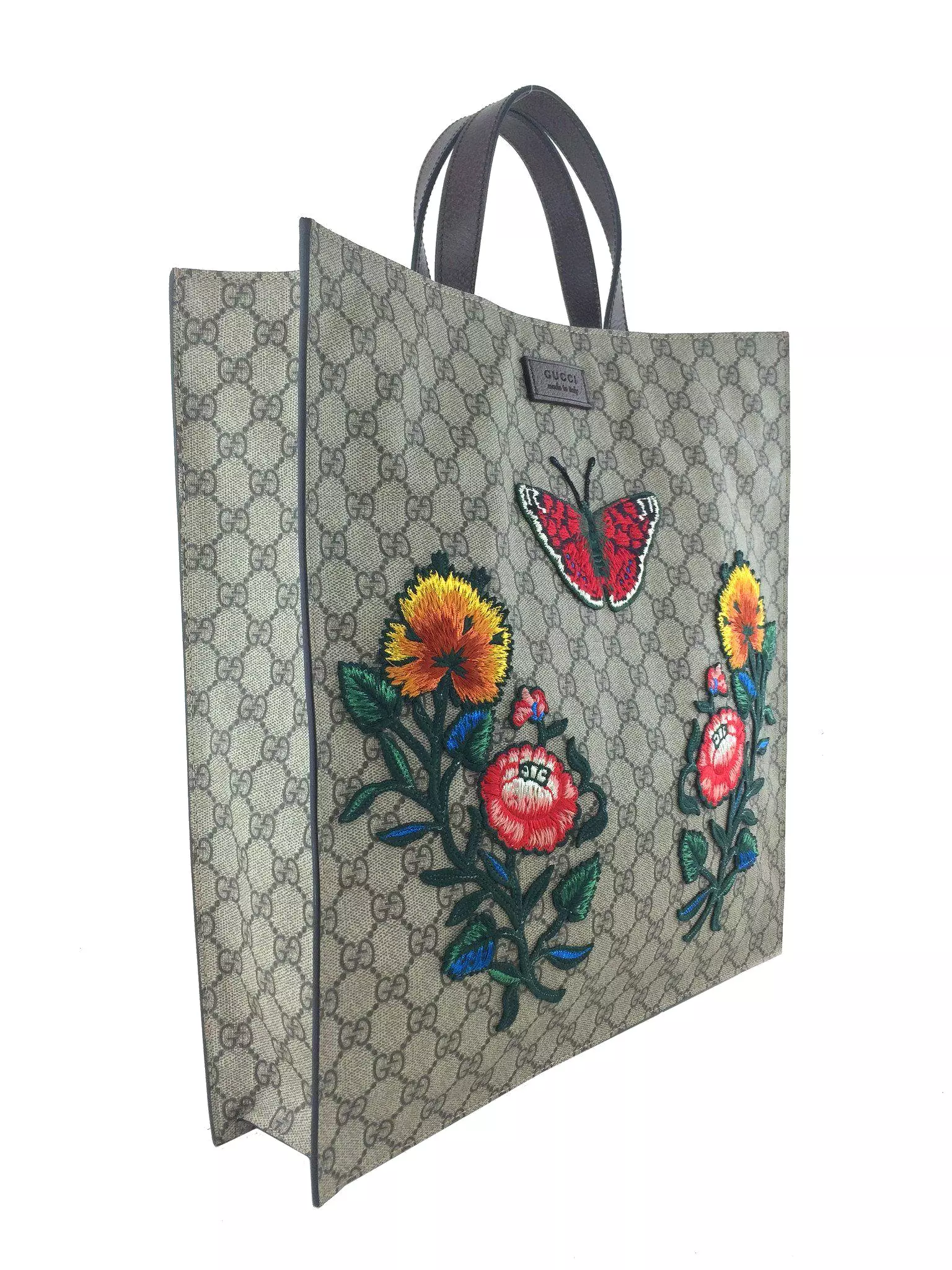 Gucci Floral Embroidered Soft GG Supreme Tote NEW