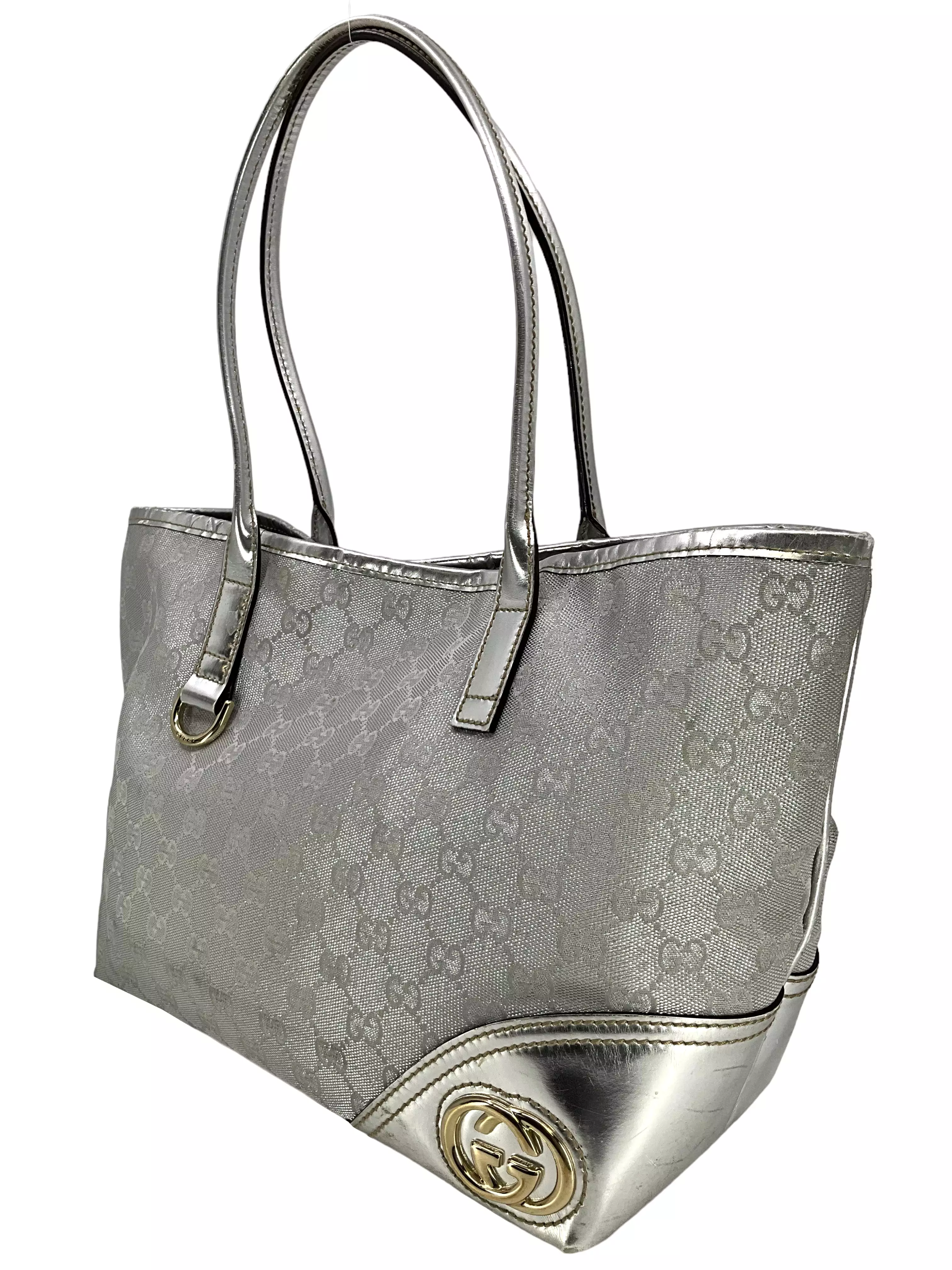 Gucci Metallic GG Monogram Canvas Britt Tote Bag