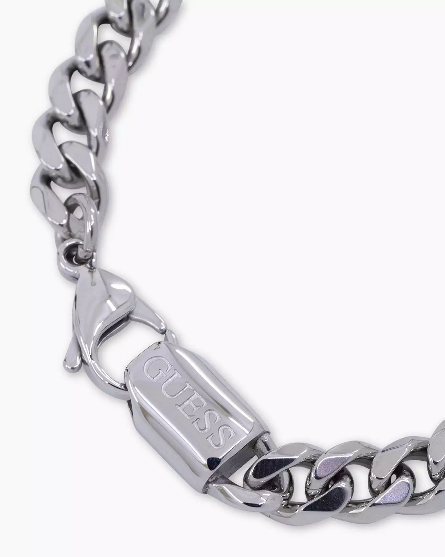 Guess Mainline Vegas Logo 7mm Chain Bracelet Silver