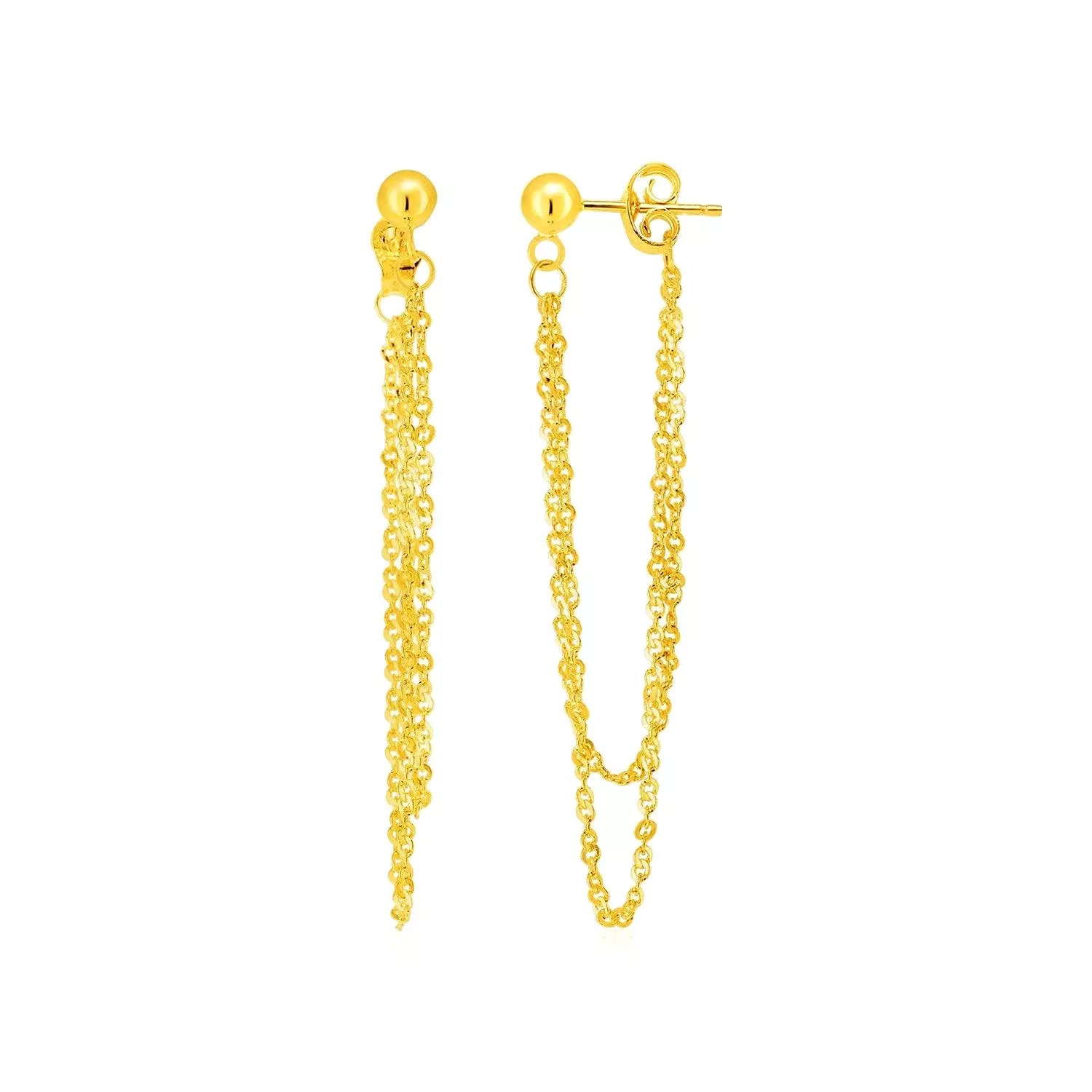 Hanging Chain Post Earrings in 14k Yellow Gold