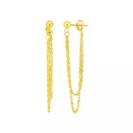 Hanging Chain Post Earrings in 14k Yellow Gold