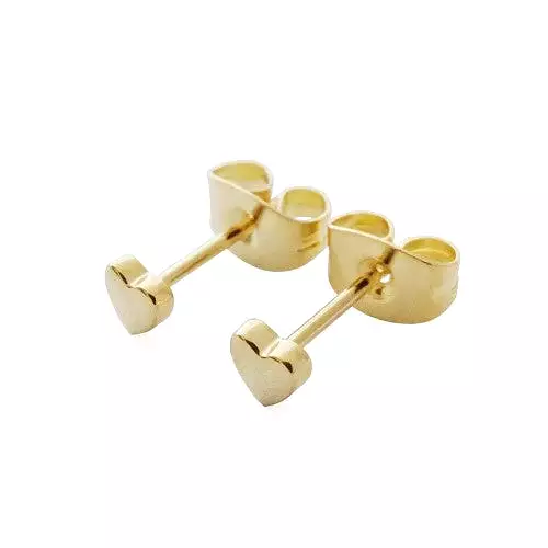 Heart Stud Earrings - Gold