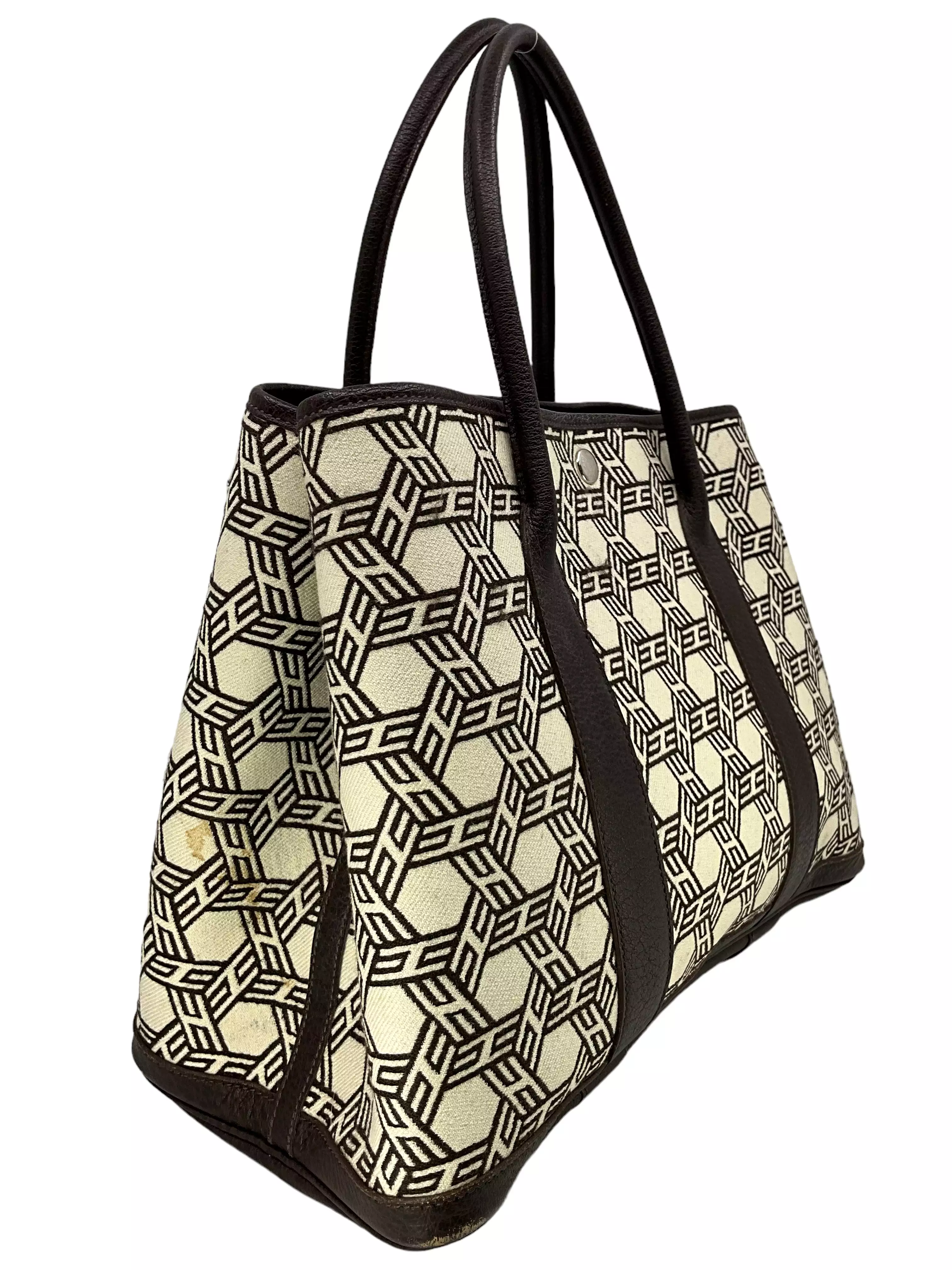 HERMES Mosaic Canvas Garden Party Tote Bag