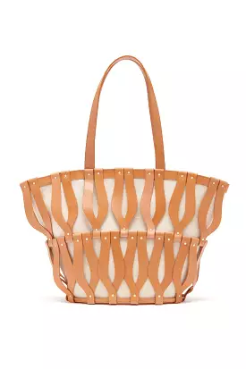 Indra Large Tote - Saddle/Canvas