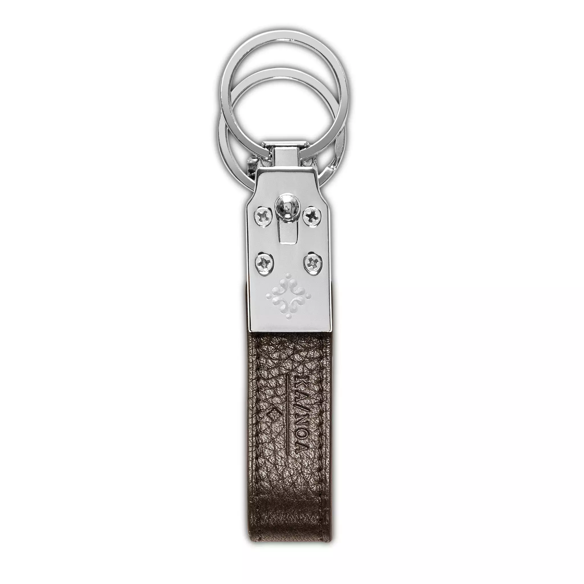 Jacques 100% deerskin leather key-ring (dark brown)