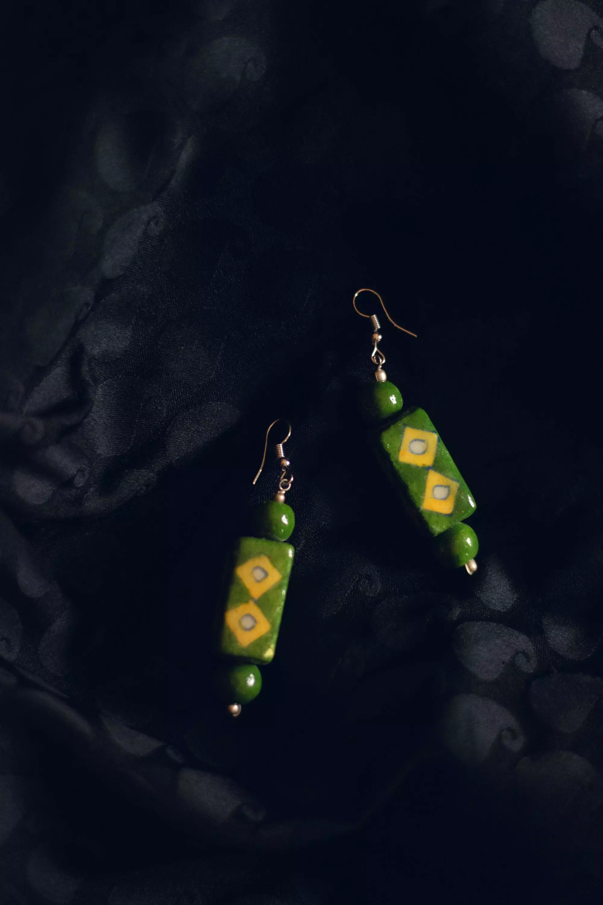 Kaisori Blue Pottery Earrings - Yellow Tube earrings