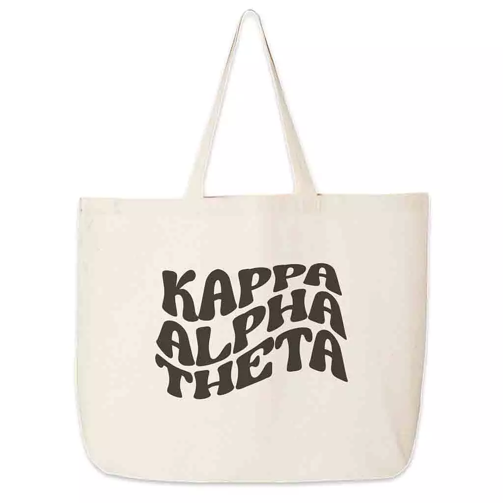 Kappa Alpha Theta Large Canvas Sorority Tote Bag with Simple Mod Design