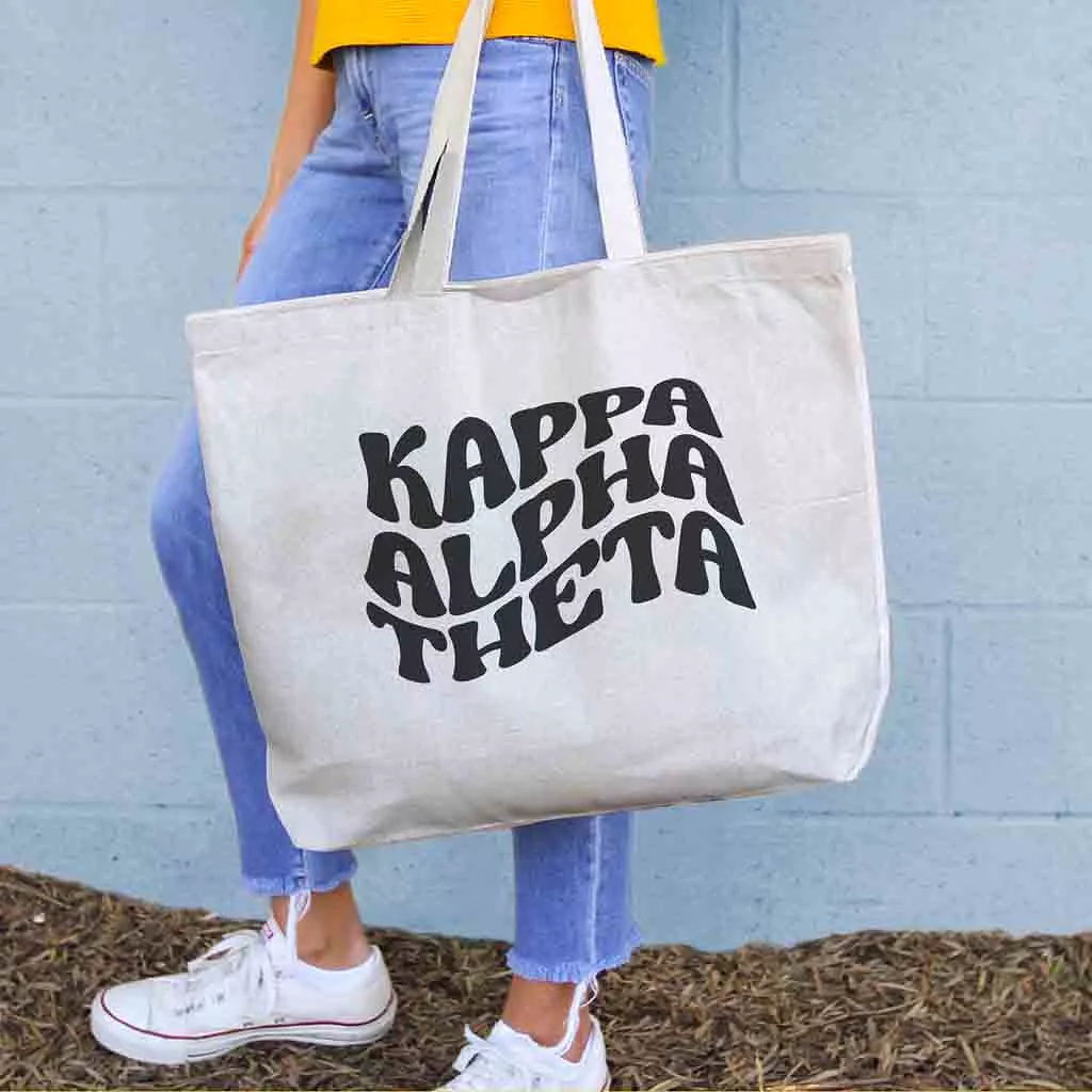 Kappa Alpha Theta Large Canvas Sorority Tote Bag with Simple Mod Design