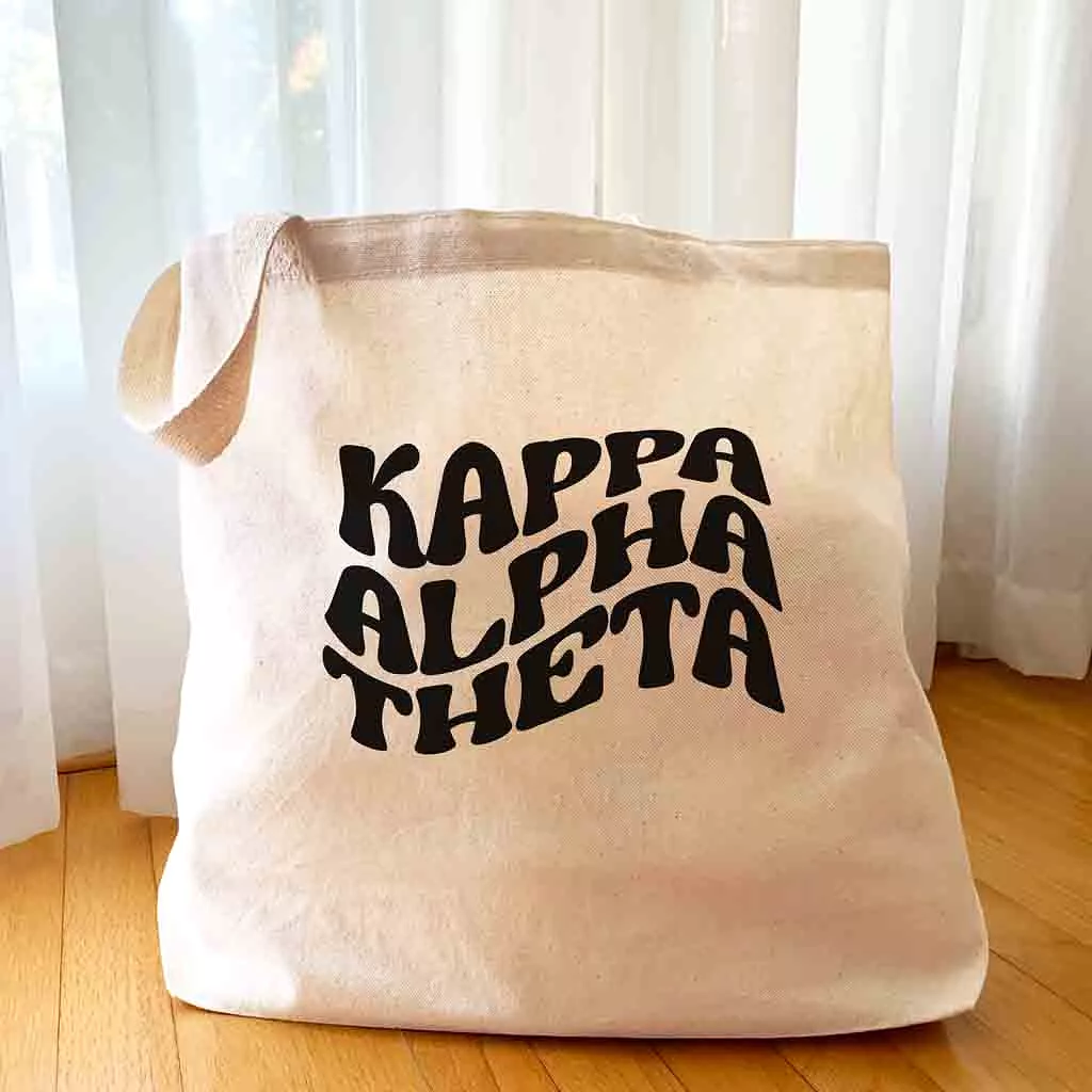 Kappa Alpha Theta Large Canvas Sorority Tote Bag with Simple Mod Design