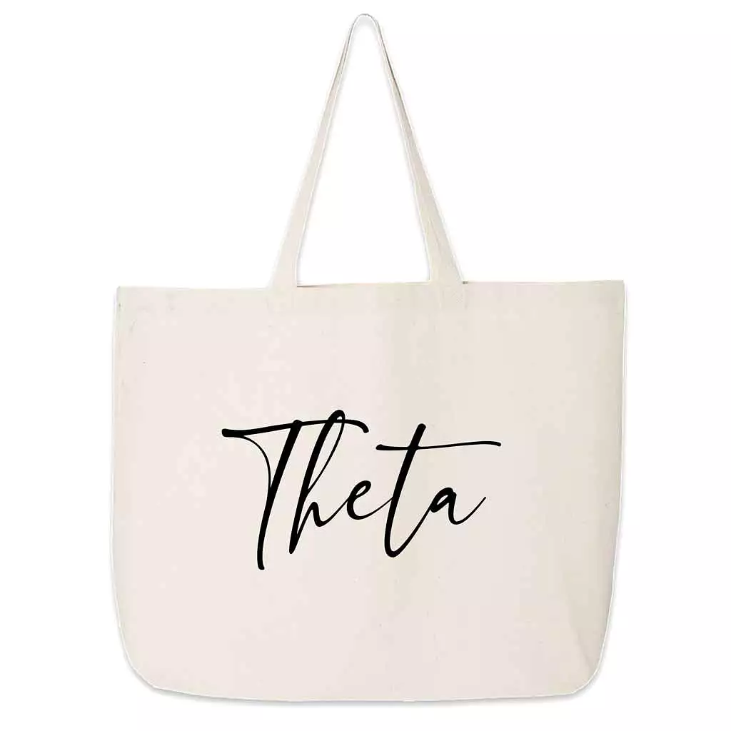 Kappa Alpha Theta Script Writing Nickname Canvas Tote Bag