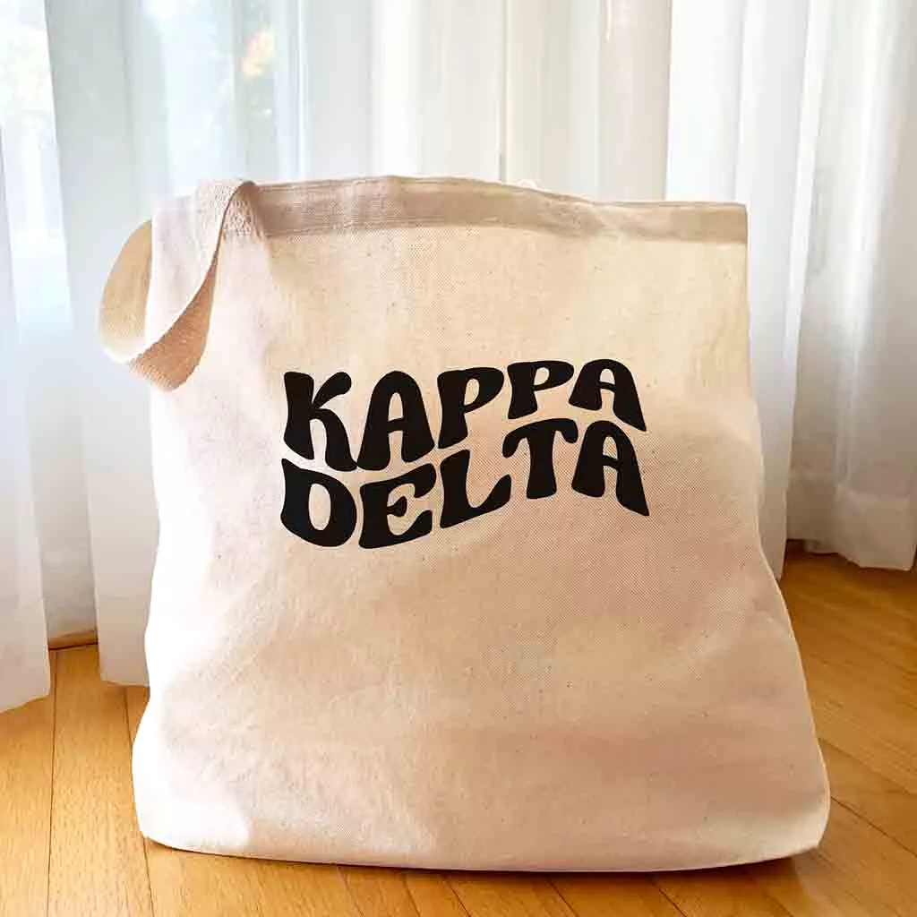 Kappa Delta Large Canvas Sorority Tote Bag with Simple Mod Design